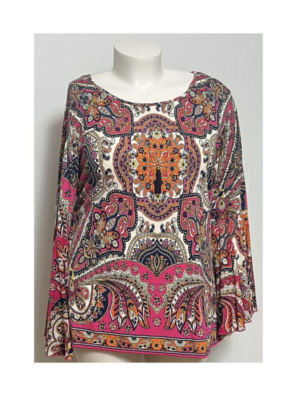Lavanya Woman 3X Paisley Boho Tunic Removable Jewelry EUC